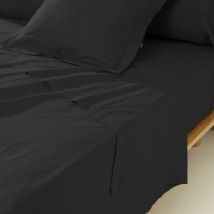 Drap plat percale de coton (240 x 300 cm) Cali Noir