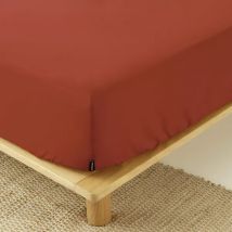 Drap housse percale de coton (140 x 190 cm) Cali Terracotta