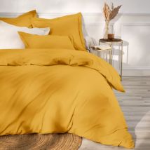 Housse de couette percale de coton (260 x 240 cm) Cali Jaune moutarde