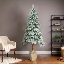 Sapin artificiel de Noël H210 cm Tora Vert enneigé