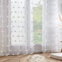 Gardine mit Ösen & Pompons (180 x 240 cm) Suzie Weiß