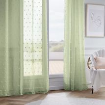 Voilage oeillets pompons (140 x 280 cm) Emie Vert d'eau