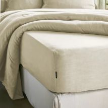 Drap housse lyocell Tencel lavé (180 x 200 cm) Olivia Beige pampa