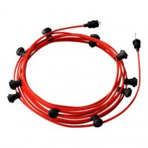 Girlande Außen Lumet System 7,5 m mit 5 Lampenfassungen E27 Schwarz Creative-Cables CATE27N125 - Rot