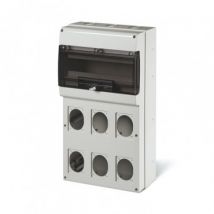 Coffret Électrique 16 Modules DIN 6 Prises IP66 Domino SCAME Gris