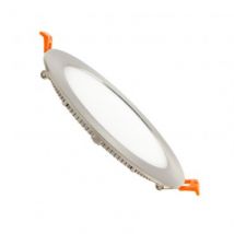 Dalle LED Ronde Extra-Plate 12W Cadre Argentée Coupe Ø 155 mm Blanc Chaud 2700K - 3200K