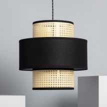 Suspension Rotin et Tissus Cordell Noir