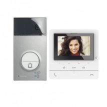 Kit Visiophone 1 Logement 2 fils avec Panneau LINEA 3000 et Moniteur Mains Libres CLASSE 100 BTICINO 364612 Aluminium