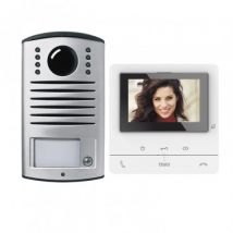 Kit Visiophone 1 Logement 2 Fils avec Panneau LINEA 2000 et Moniteur Mains Libres CLASSE 100 Basic TEGUI 379011 Aluminium