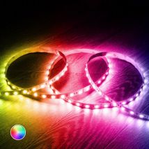 Kit Ruban LED 12V DC 60LED/m RGB 5m IP20 Coupe tous les 5cm avec Bloc d'Alimentation et Contrôleur RGB