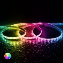 Ruban LED 12V DC 60LED/m RGB 5m IP65 Largeur 10mm Coupe Tous les 5cm