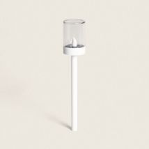 Torche Solaire Extérieure LED Effet Flamme avec Piquet Brako 40cm Blanc