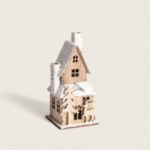 Maisonnette de Noël LED Bois 20 cm Surmah Marron