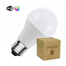 Pack of 5 6W E27 A60 806 lm Smart WiFi RGBW Dimmable LED Bulbs - RGBW