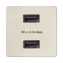 Double USB Charger 5V DC 2.1A Type A Female Simon 27 Play - Marble