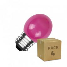 Pack of 4 3W E27 G45 Pink LED Bulbs - Pink