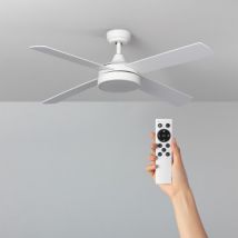 Timor White LED Ceiling Fan with DC Motor 132cm - White