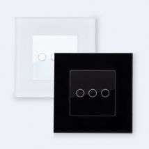 Triple Tactile Switch with Modern Glass Frame - Black