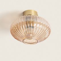 Basile Metal and Glass Ceiling Lamp - Amber