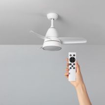 Ventilatore LED da Soffitto Industrial Bianco 91cm Motore DC Selezionabile (Caldo-Naturale-Freddo)