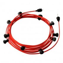 Ghirlanda da Esterni Lumet System 12.5m con 10 Portalampade E27 Nero CATE27N125 CREATIVE-CABLES Rosso