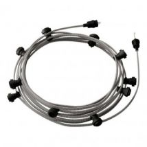 Ghirlanda da Esterni Lumet System 12.5m con 10 Portalampade E27 Nero CATE27N125 CREATIVE-CABLES Bianco - Nero