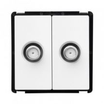 Double Modern Satellite Socket - White