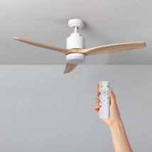 Mersin Wooden White LED Ceiling Fan with DC Motor 132cm - White