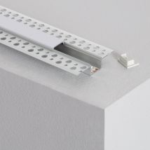 Integrated Plaster/Plasterboard Aluminium Profile with Continous Cover for LED Strips up to 15 mm - Several options