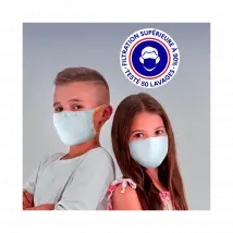 Lytess - Lot De 2 Masques De Protection Réutilisables Enfants Uns1 (6-10ans) - Noir-Blanc - Taille Unique