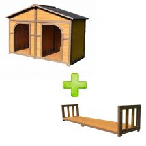 Niche à chien Double toit shingle taille XXL avec terrasse universelle - Animal Valley