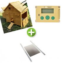 Kit Poulailler Bassette XL 6 à 8 Poules Toit Bois Avec Portier Zen Farm Autonome Et Trappe Métal Medium - Animal Valley