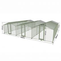 Parc à Poules - Enclos 72m² Ø38mm 8x9x2,25m - Acier Galvanisé - Grillage 1mm - Animal Valley