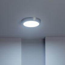 Plafón LED 18W Circular Metal Ø225 mm Silver 6000K - 6500K Instalación: