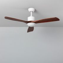 LED-Deckenventilator Forest Weiss 132cm WiFi - Dunkles Holz