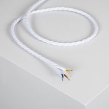 Elektrisches Textilkabel geflochten Weiss - Mehrere Optionen