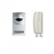 Set Türsprechanlage 2 Häuser 2 Leitungen mit Aufputzplatte und 2 Telefonen Serie 7 TEGUI 375720 Aluminium