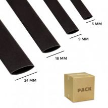 Kit Gaine Thermorétractable 4 Diamétres Différentes Noire avec Rétraction 3:1 Noir