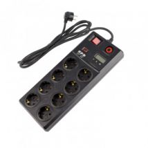 Bloc Multiprise 8 Prises Type F Schuko EU + Protection contre Surtensions 3m Noir