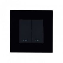 Interrupteur Double avec Plaque PC Modern Noir
