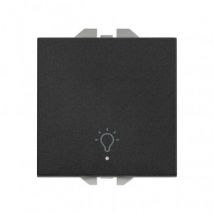 Bouton-Poussoir avec Voyant et Gravure Lumineuse SIMON 270 20000161 Noir Mate