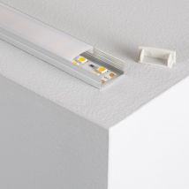 Profilé Aluminium en Saillie avec Capot Continu pour Double Ruban LED jusqu'à 20mm Plusieurs options