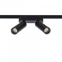 Spot LED Double 14W CRI90 (UGR16) Noir pour Rail Magnétique Monophasé Extra-Plat 25mm 48V Blanc Chaud 2700K