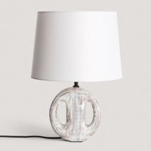 Lampe à Poser en bois Chandra ILUZZIA Blanc Crème