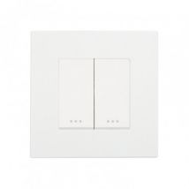 Interrupteur Double Bouton-Poussoir avec Cadre PC Modern Blanc