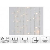 Rideau Guirlande LED Transparent Extérieur 480LEDS 2m Blanc Chaud 2700K