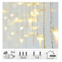Rideau Guirlande LED Extérieur Transparent Carambano 12 m Blanc Chaud 2700K