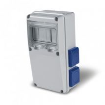 SCAME Switchboard with 6 DIN Module + 4 F-type sockets – IP66 - Grey