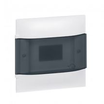 LEGRAND 134074 Practibox S Flush-mounted Box for Prefabricated Partition Walls 1x4 Modules Transparent Door - White