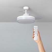 Ventilatore LED da Soffitto Caicos Bianco 106cm Motore DC Bianco